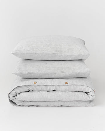 Pinstripe black linen duvet cover set (3 pcs)