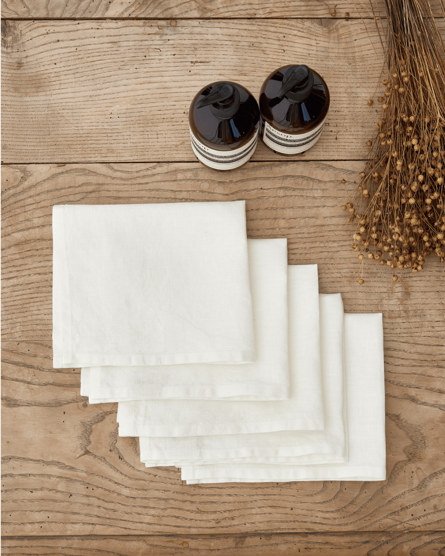 Ivory linen face cloth set of 5 | MagicLinen