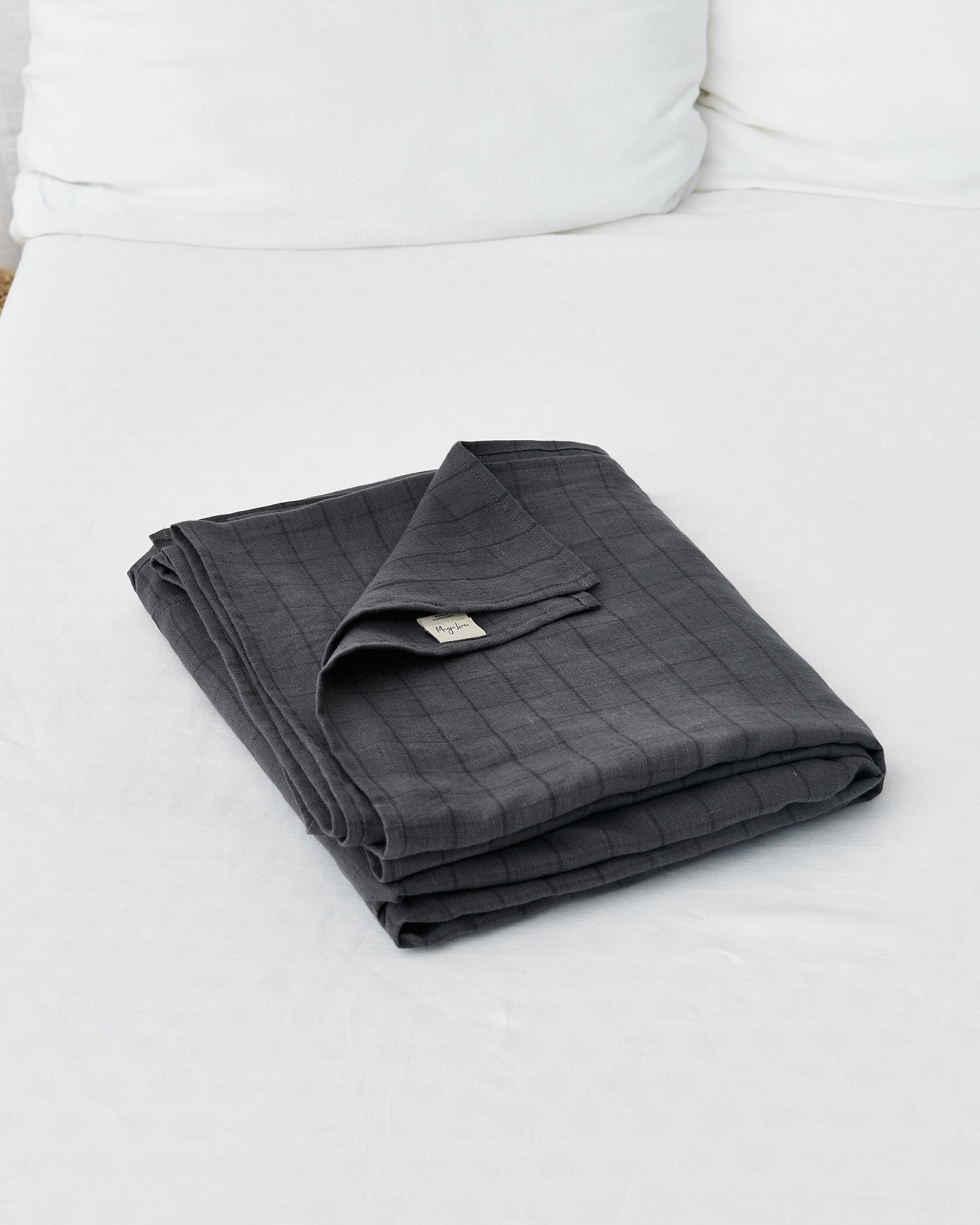 Charcoal windowpane Linen Flat Sheet | MagicLinen – MagicLinen Wholesale