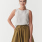 Flowy Linen Shorts RHINE in Khaki green | MagicLinen modelBoxOn