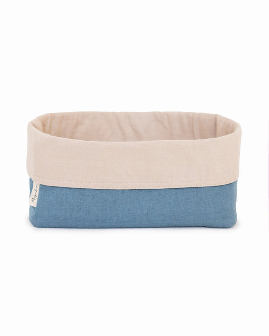 Linen bread basket in Gray blue | MagicLinen