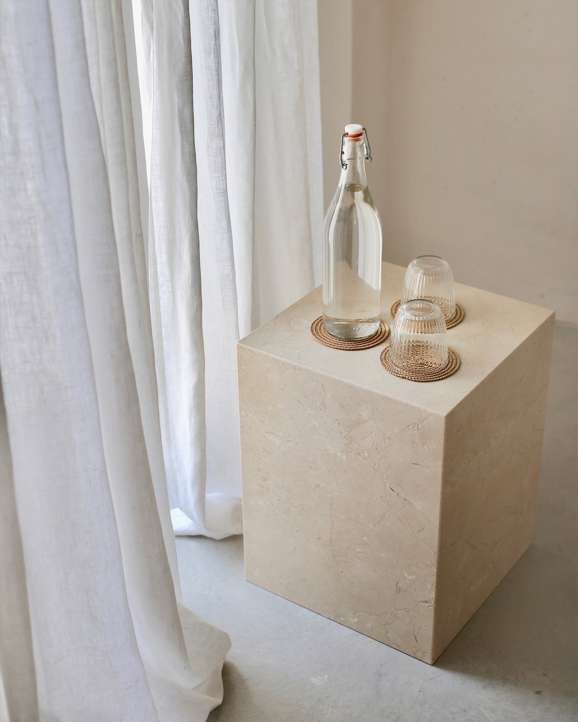 Tie top linen curtain panel (1 pcs) in White - MagicLinen