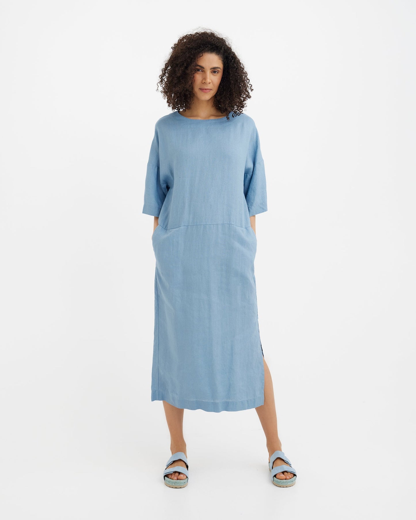 Linen Dress HANALEI in Soft blue