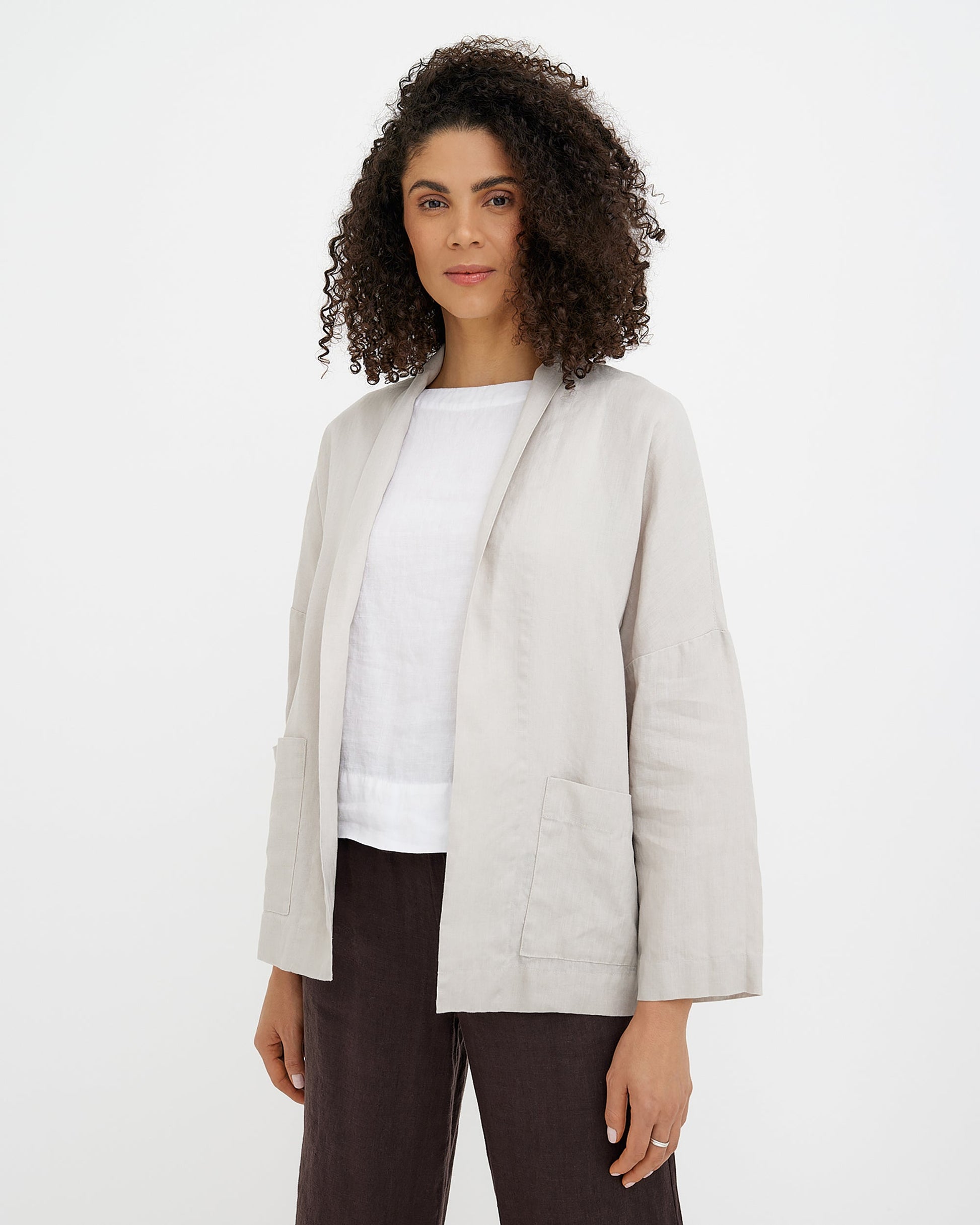 MagicLinen Natural Flax LOS ANGELES linen jacket, undyed stonewashed European flax  modelBoxOn