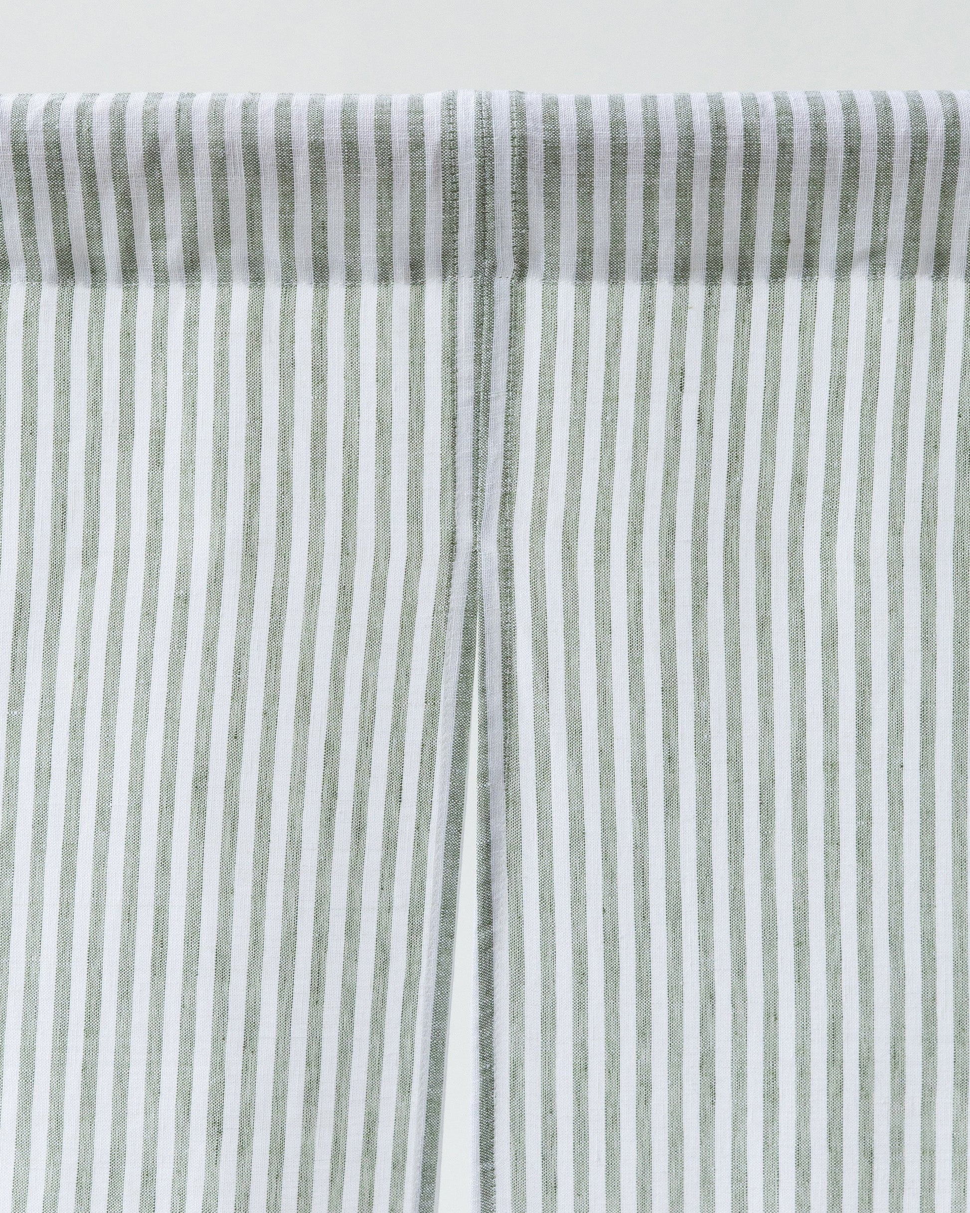 Linen Noren Curtains in Striped in Forest Green | Magiclinen