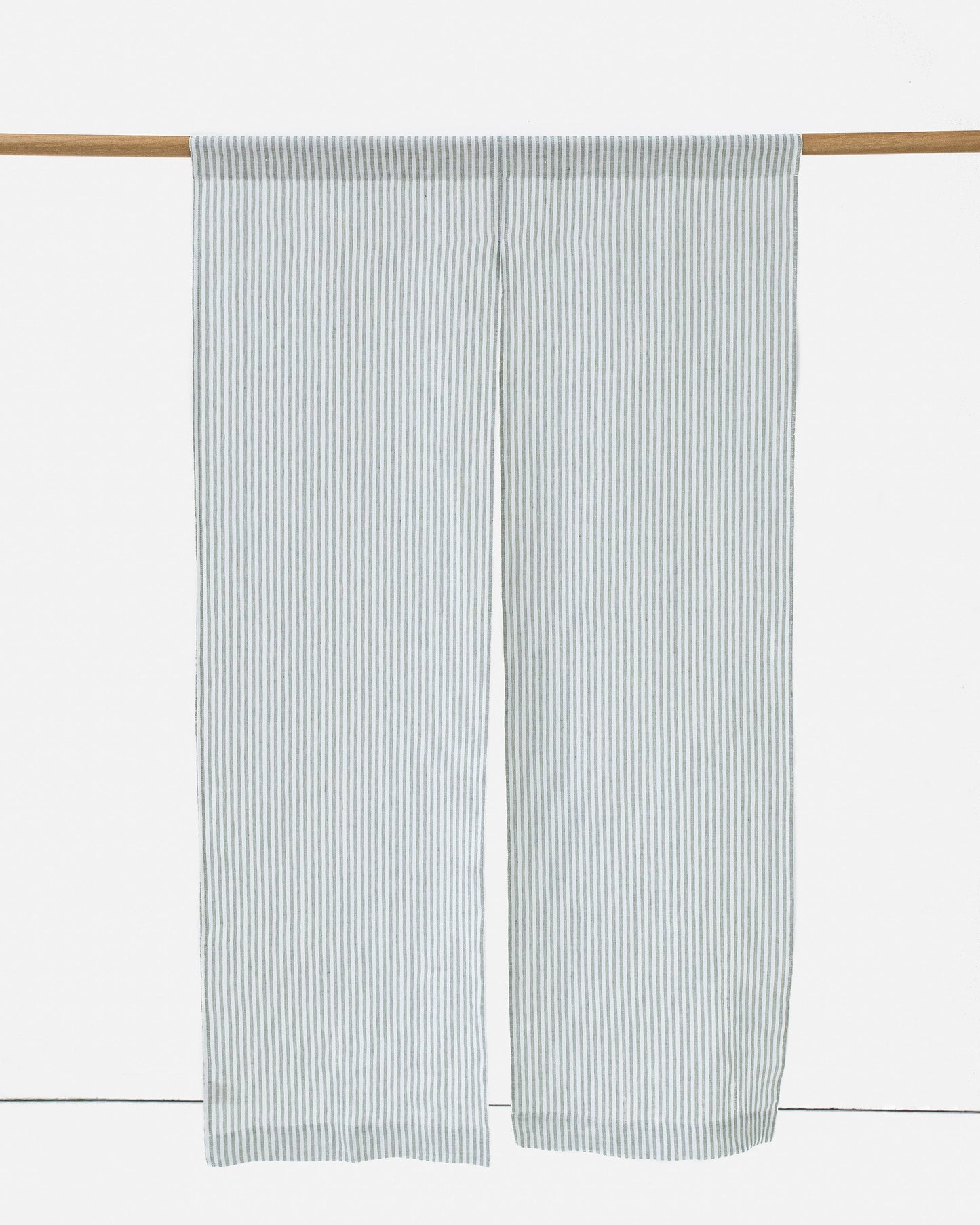 Linen Noren Curtains in Striped in Forest Green | Magiclinen