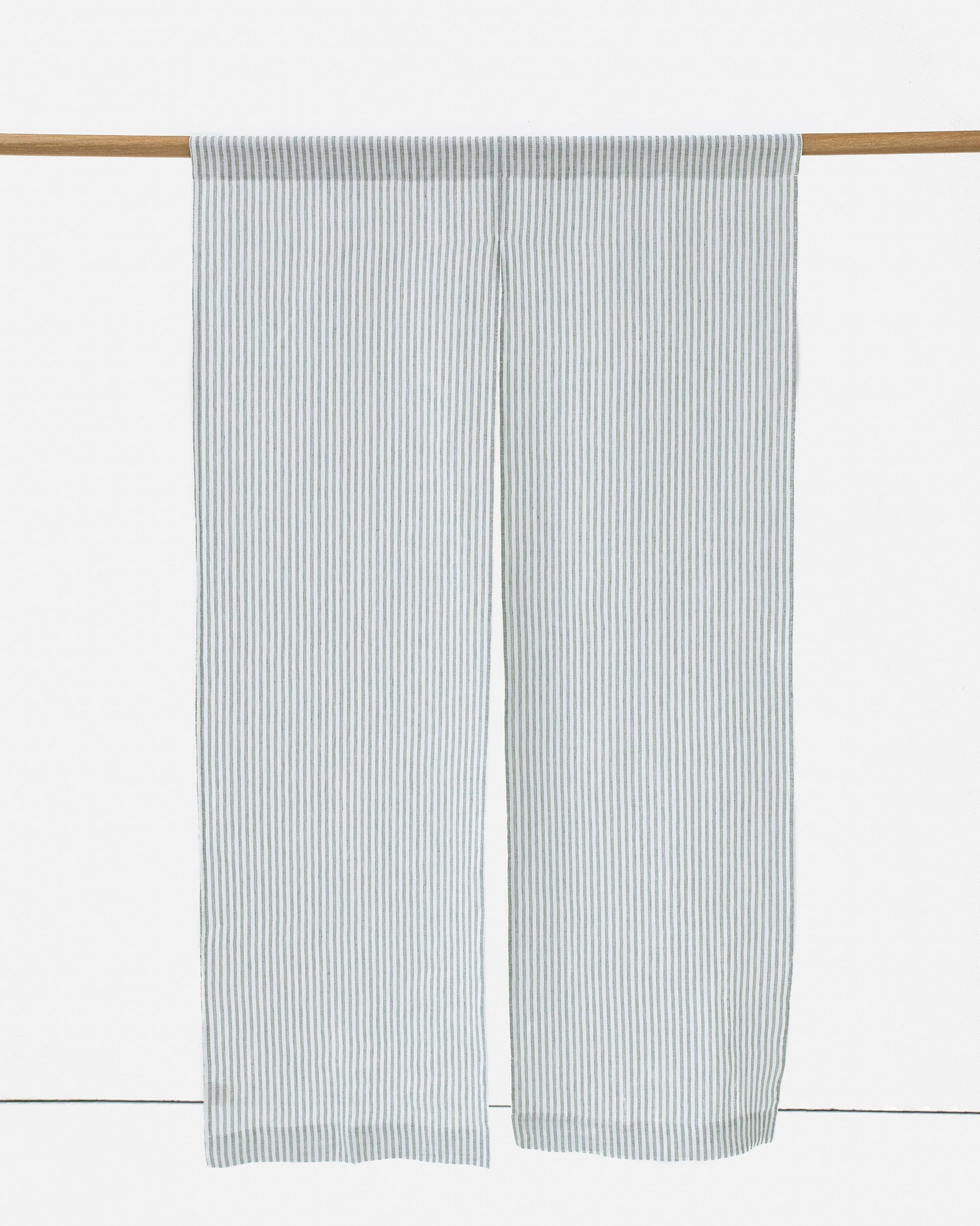 Linen Noren Curtains in Striped in Forest Green | Magiclinen