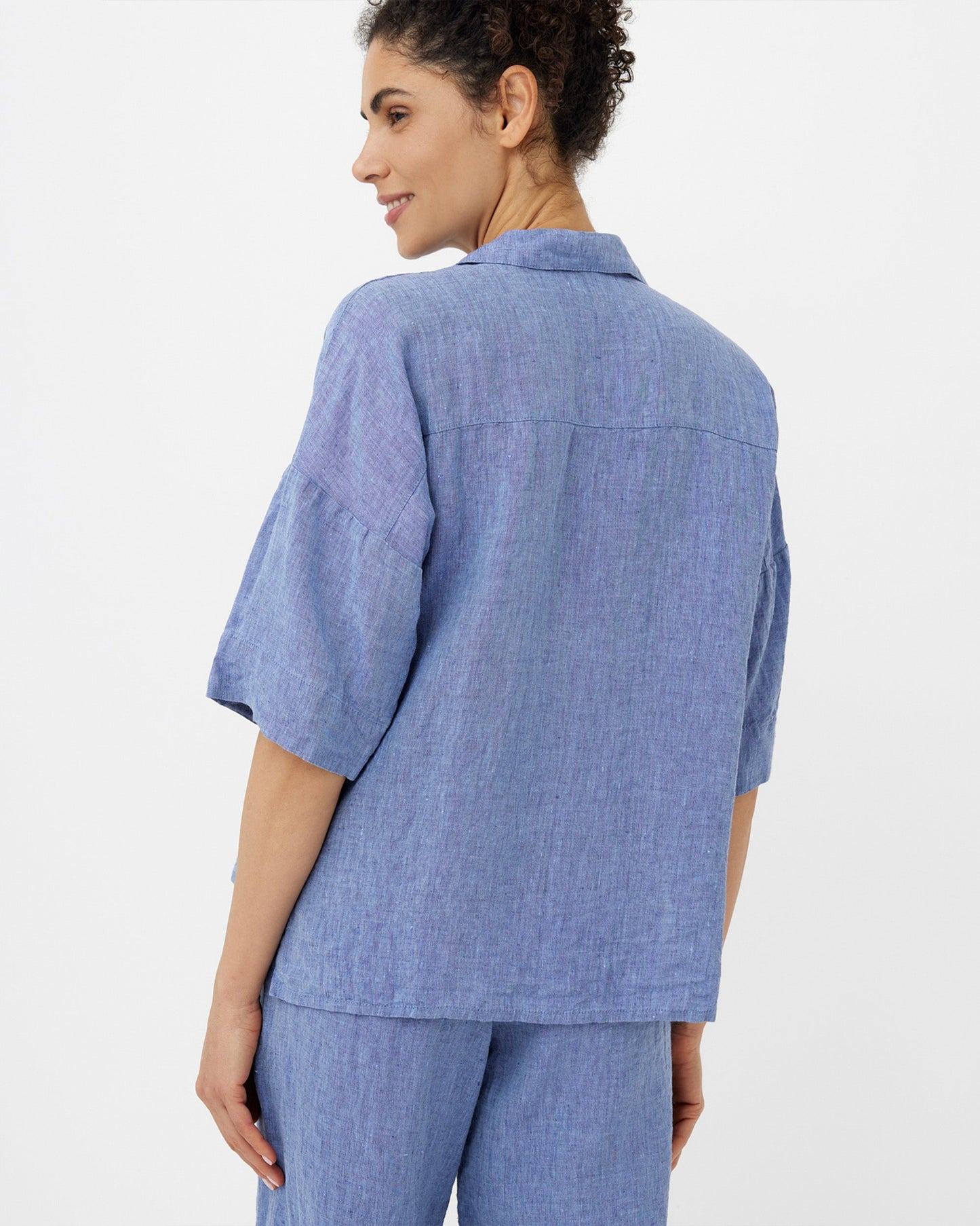 Linen pajama set AVEIRA in Denim chambray