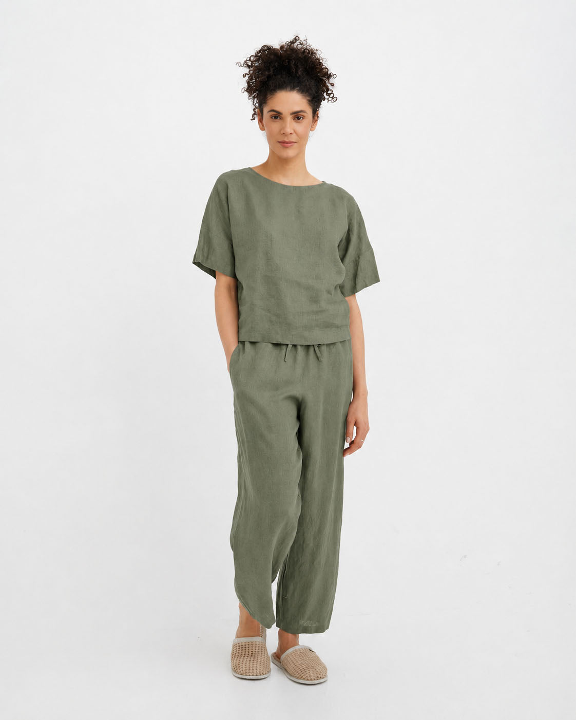 Linen pajama set SAVANNAH in Mist green