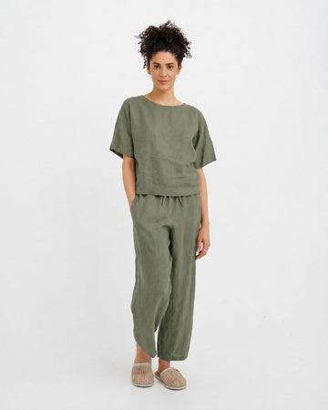 Linen pajama set SAVANNAH in Mist green