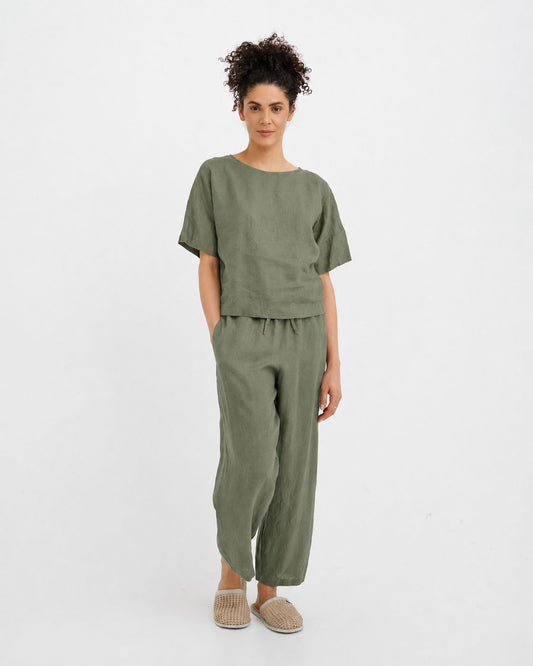 Linen pajama set SAVANNAH in Mist green