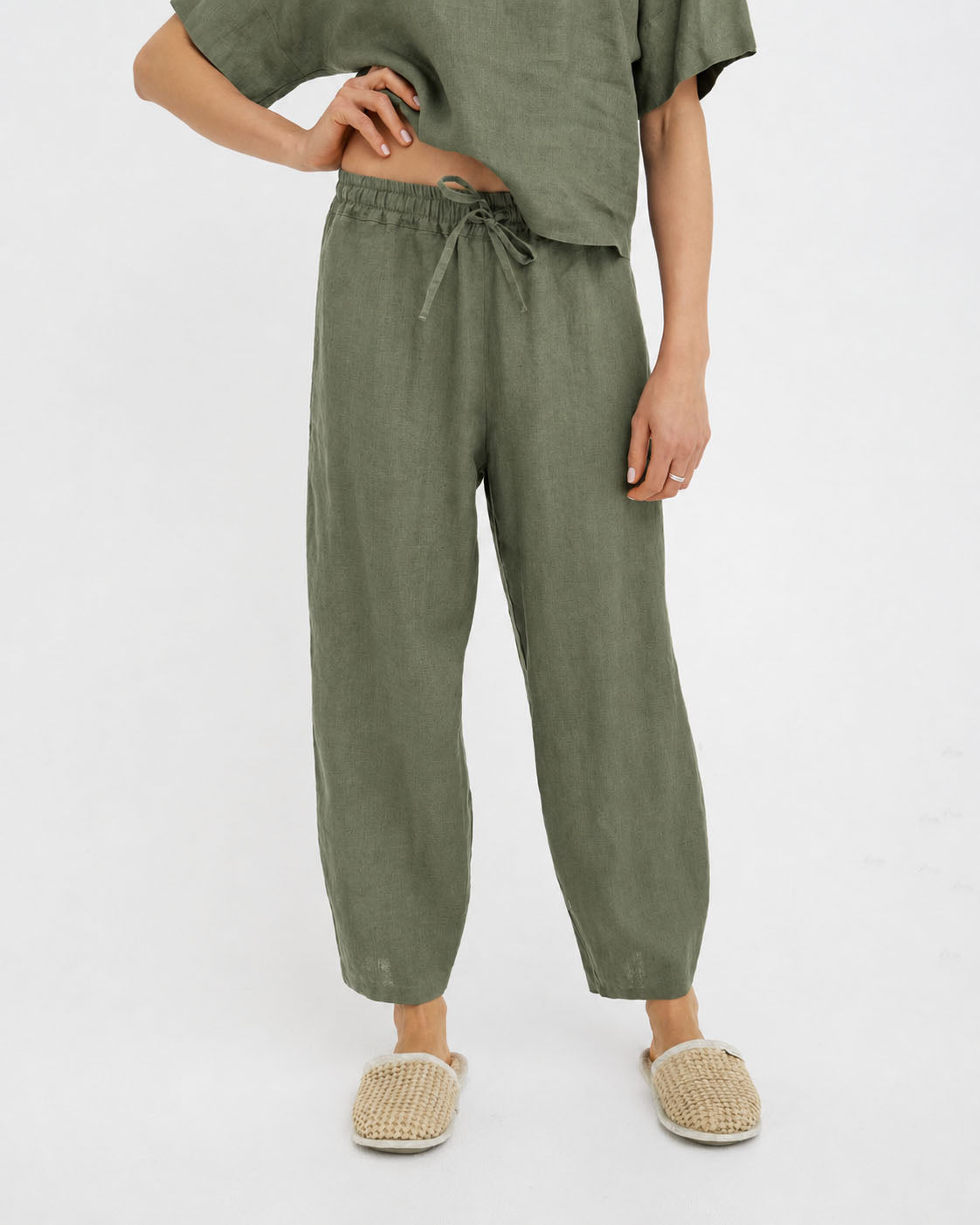 Linen pajama set SAVANNAH in Mist green