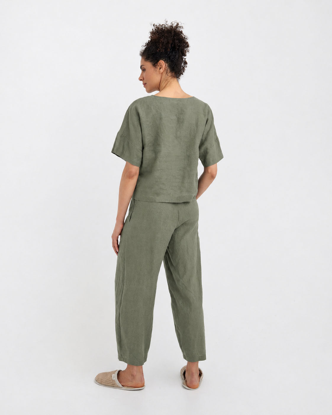Linen pajama set SAVANNAH in Mist green