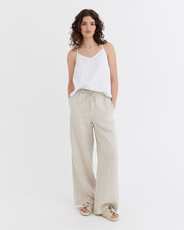 Linen Pants PEMBA in Natural melange | MagicLinen modelBoxOn