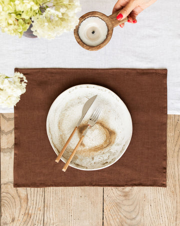 Chocolate brown linen placemat set of 2