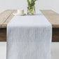 Stone Washed Linen Table Runner in Striped in Forest Green | MagicLinen