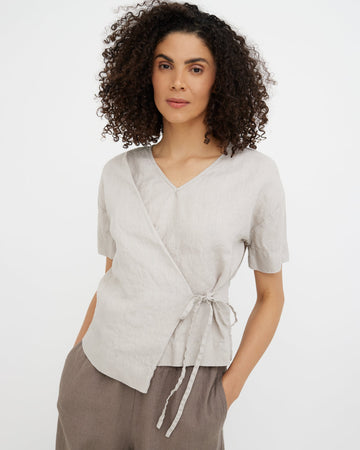 MagicLinen Natural flax Linen Top JASPER, 100% European flax linen 160 gsm plain weave  modelBoxOn