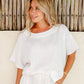Loose-fit linen top MIDWAY in White