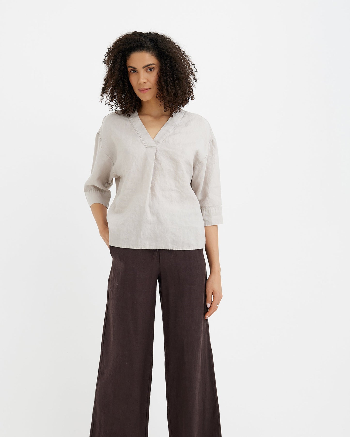 MagicLinen Natural Flax ST. TROPEZ linen top with relaxed A-line silhouette