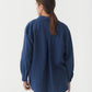 Long-Sleeve Linen Shirt ISLAY in Deep navy blue | MagicLinen
