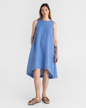 Royal TOSCANA linen dress in Blue stripes - MagicLinen