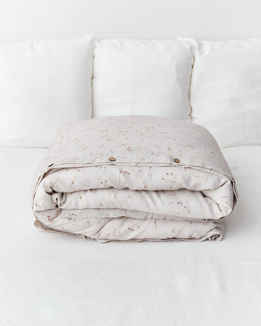 Memory garden print linen duvet cover