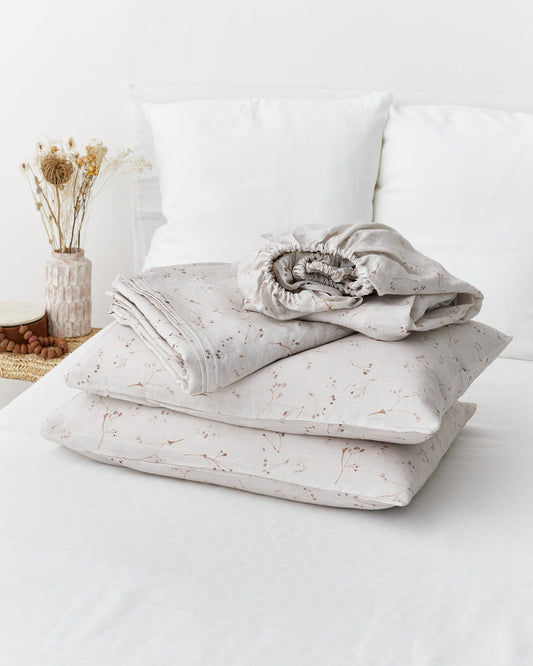 Memory garden print linen sheet set (4 pcs)