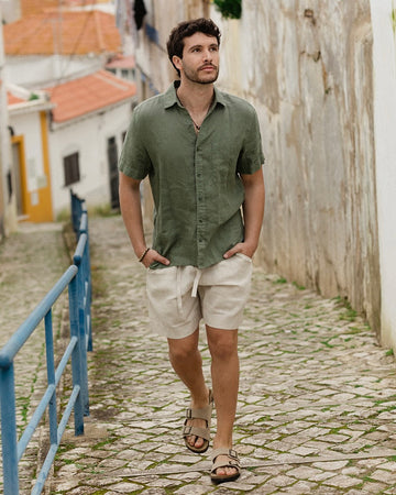 Men's linen shorts STOWE in Natural melange