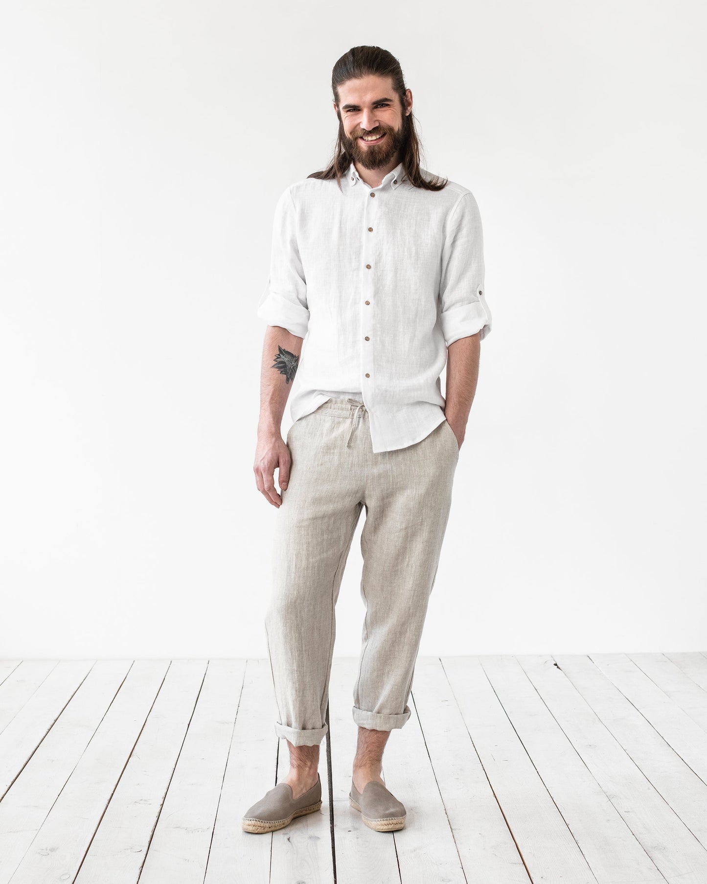 Men's linen pants PALERMO in Natural melange - MagicLinen