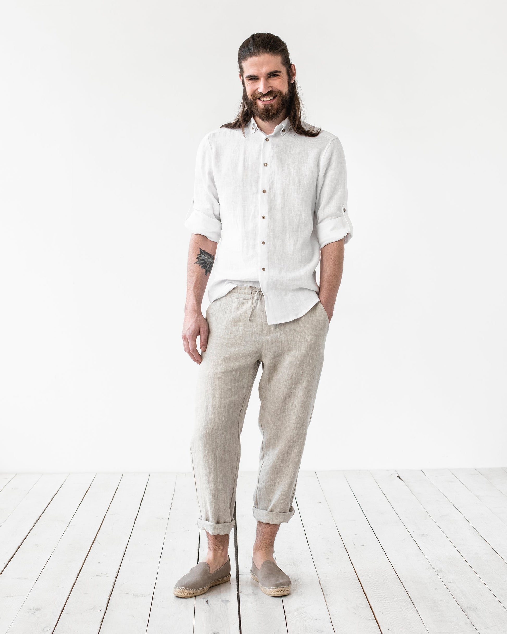 Men's linen pants PALERMO in Natural melange - MagicLinen