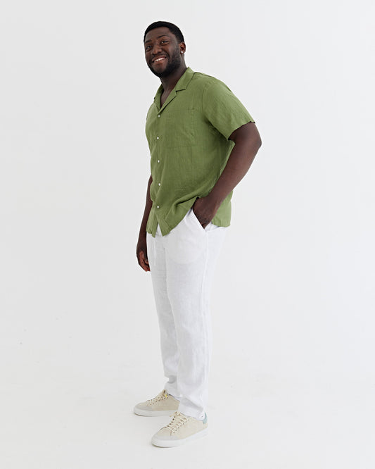 Mens Linen Pants PALERMO in White | MagicLinen modelBoxOn