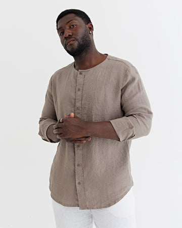 Men's Linen Shirt BEDARRA in Deep taupe | MagicLinen