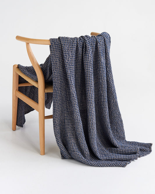 Midnight bronze waffle throw blanket