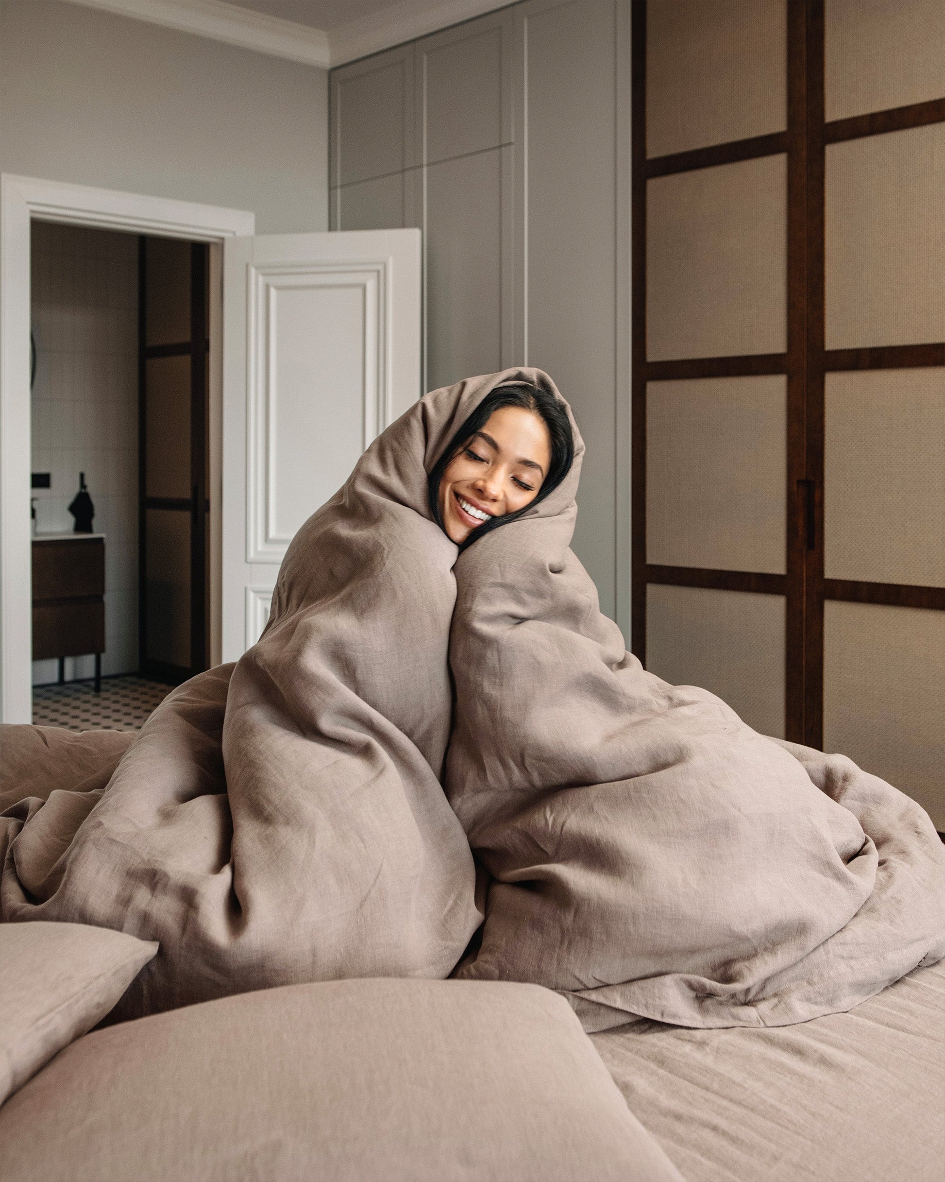 Mocha Linen Duvet Cover | MagicLinen