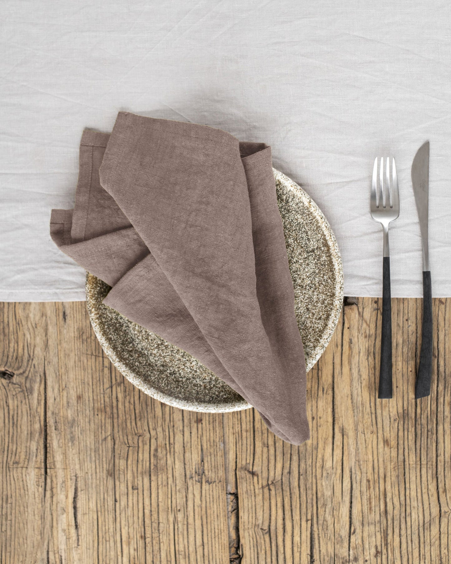 Mocha linen napkin set of 2