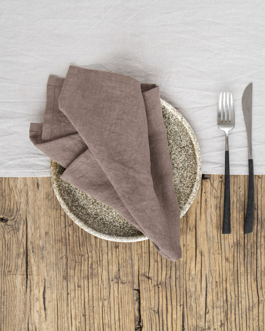Mocha linen napkin set of 2