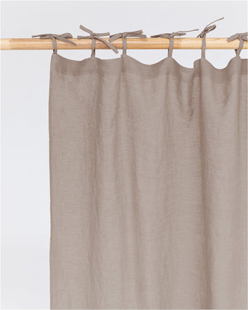 Tie Top Linen Curtain Panel in Mocha | Magiclinen