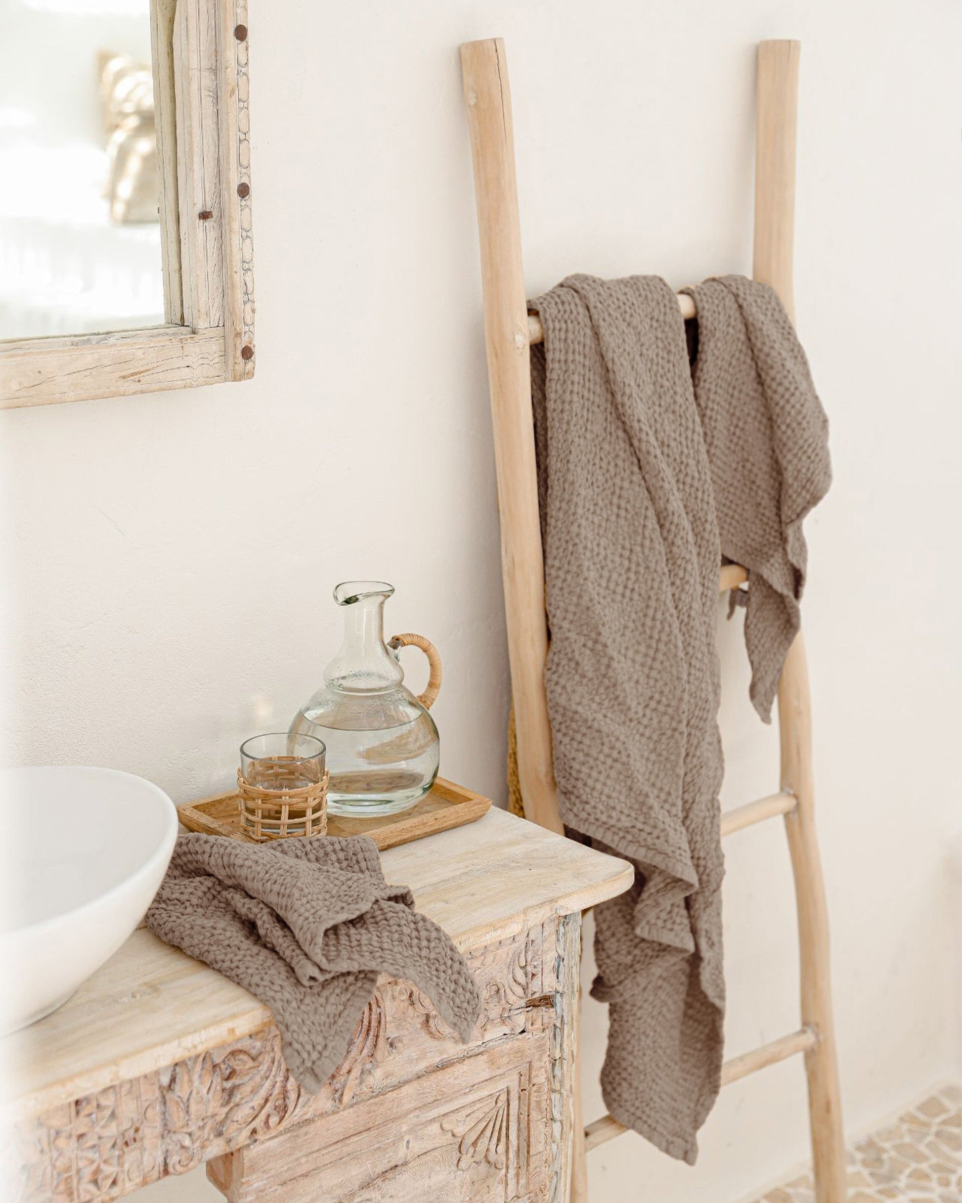 Mocha waffle Linen Towel Set | MagicLinen