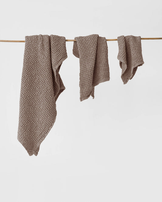 Mocha waffle Linen Towel Set | MagicLinen