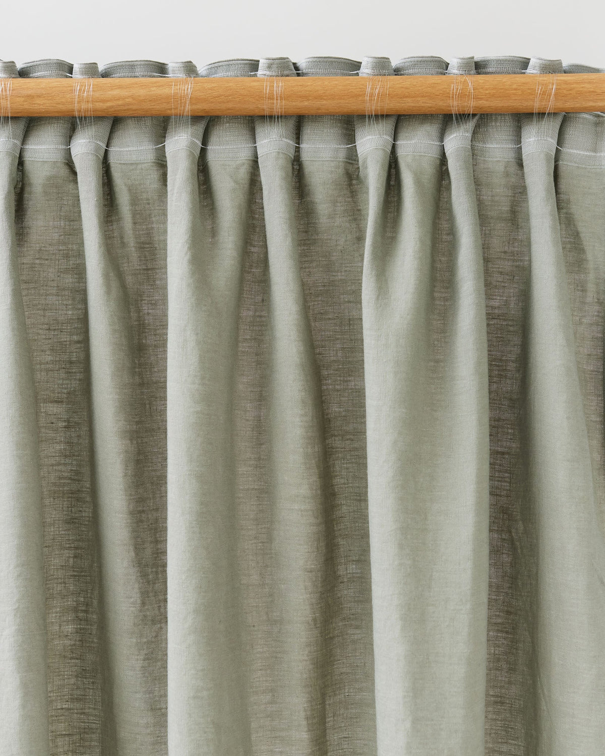 Pencil pleat linen curtain panel (1 pcs) in Calm sage