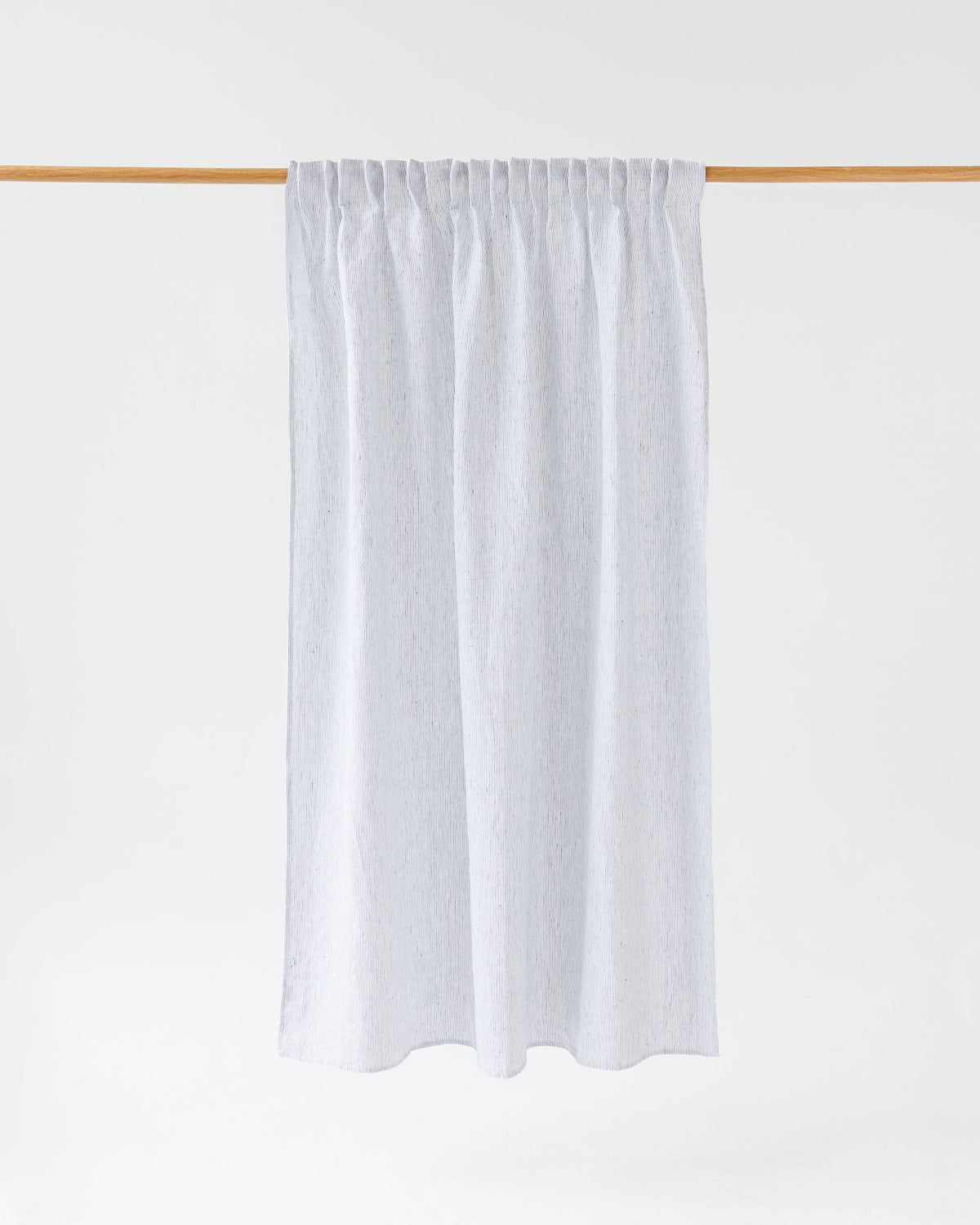 Pencil pleat linen curtain panel (1 pcs) in Pinstripe black