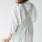 Pinafore cross-back linen apron in Striped in Forest green