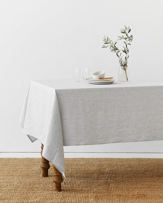 Pinstripe black Linen tablecloth