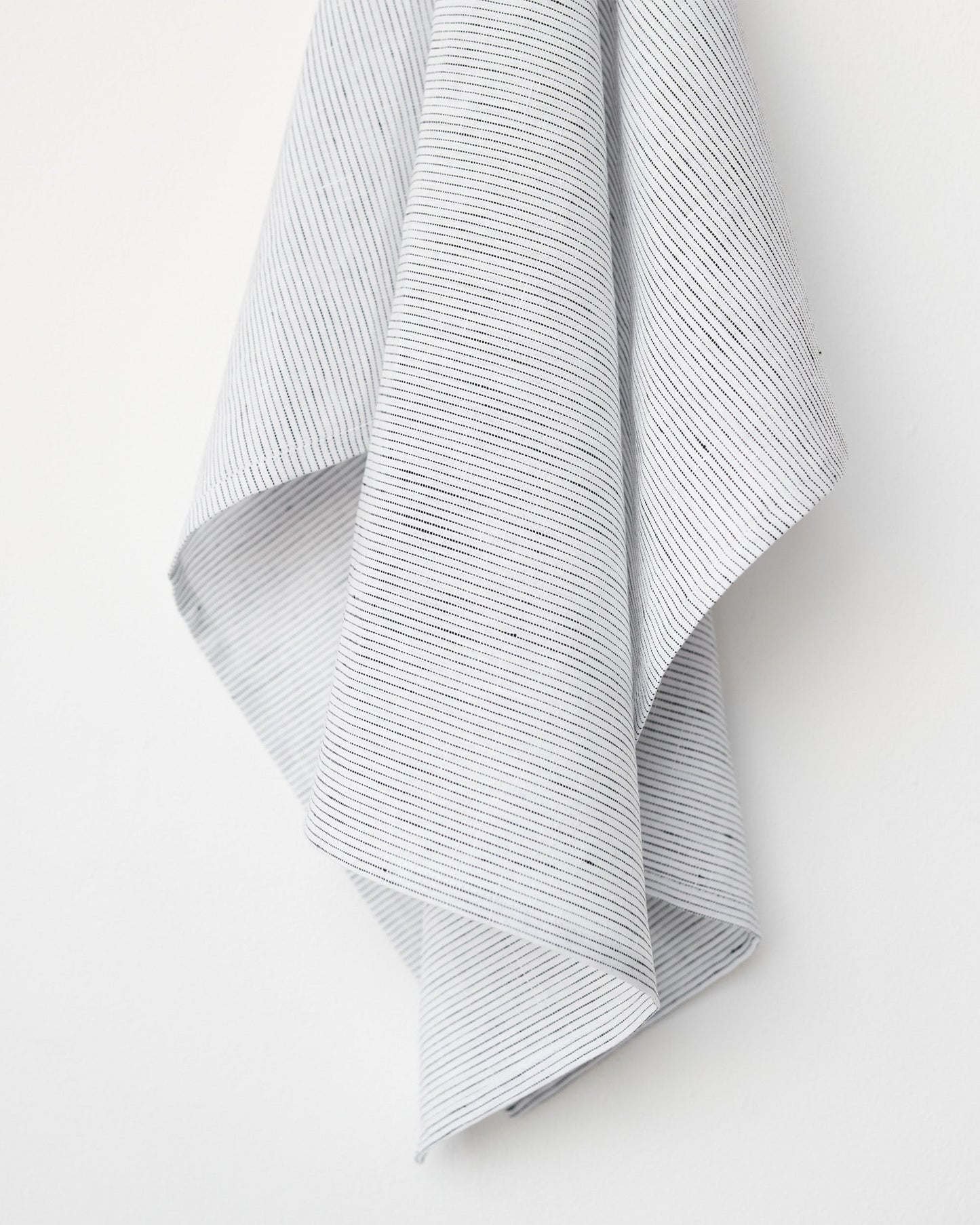 Linen tea towel in Pinstripe black