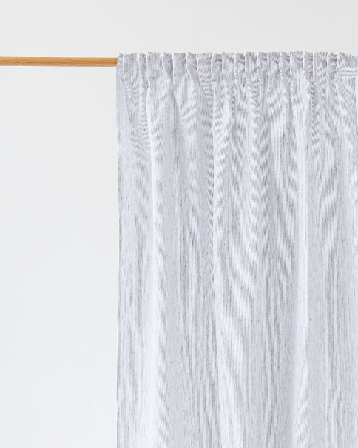 Pencil pleat linen curtain panel (1 pcs) in Pinstripe black