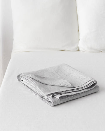 Pinstripe black linen flat sheet