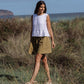 Flowy Linen Shorts RHINE in Khaki green | MagicLinen
