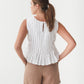 Pleated Sleeveless Linen Top MOOREA in White | MagicLinen