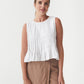 Pleated Sleeveless Linen Top MOOREA in White | MagicLinen modelBoxOn