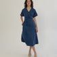 Linen wrap dress PEHOE in Deep navy blue